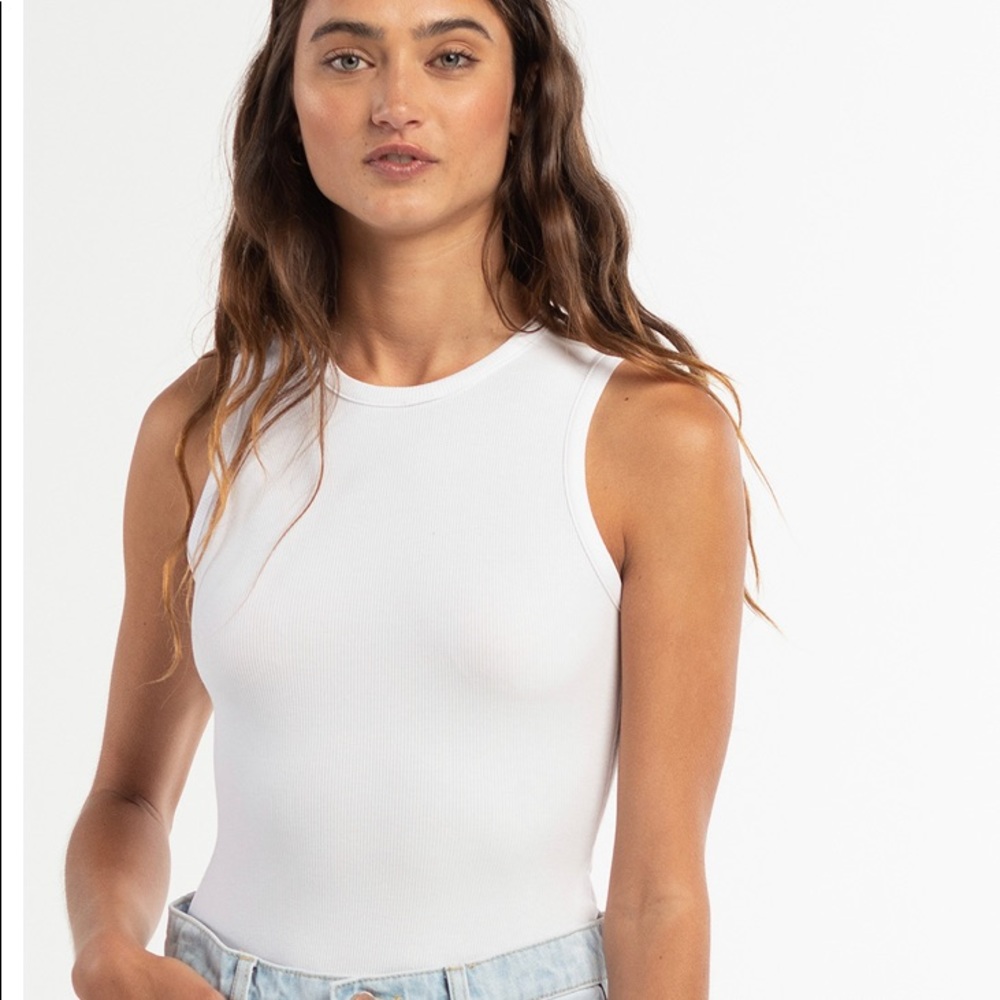 Le Lis White Tank Thong Bodysuit